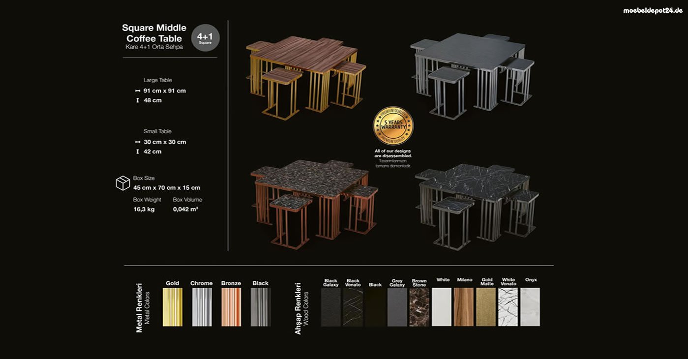 Square 4+1 Coffee Table