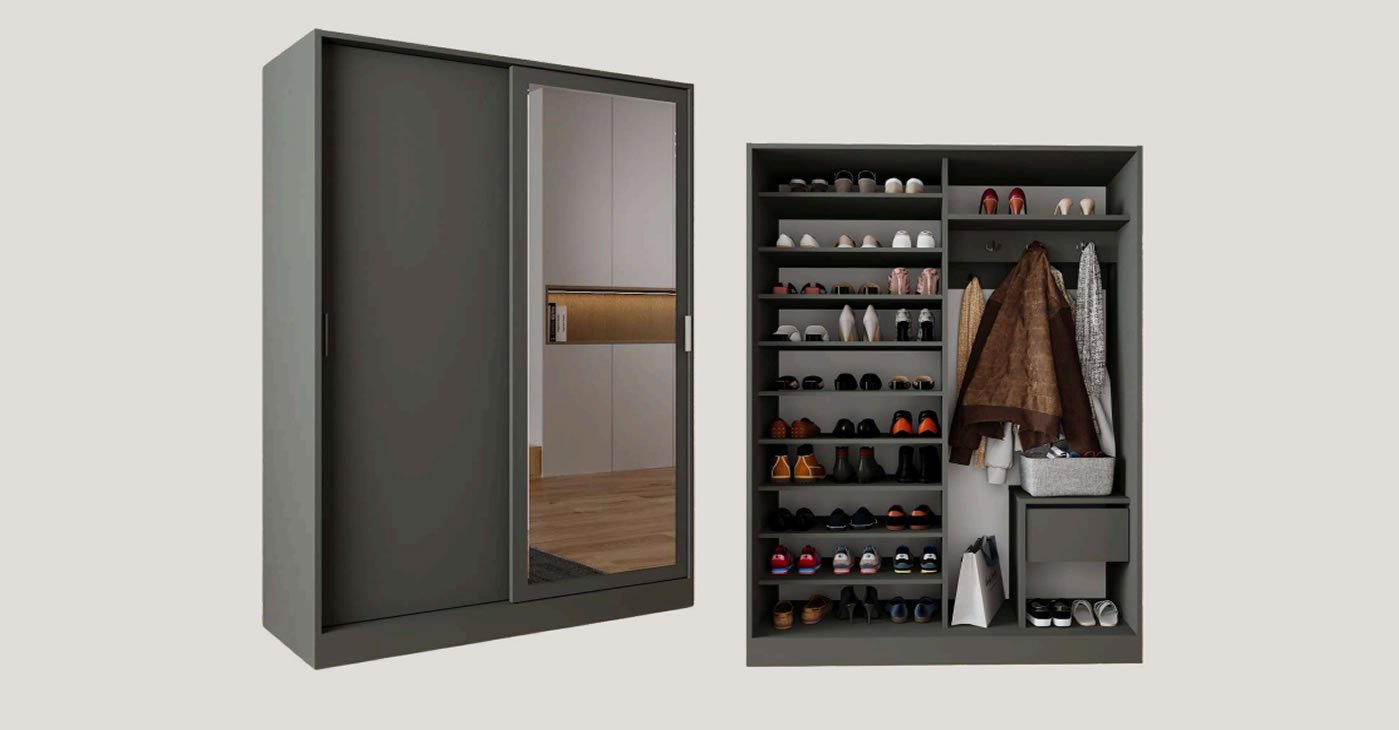 Aynalı Vestiyer Ayakkabılık